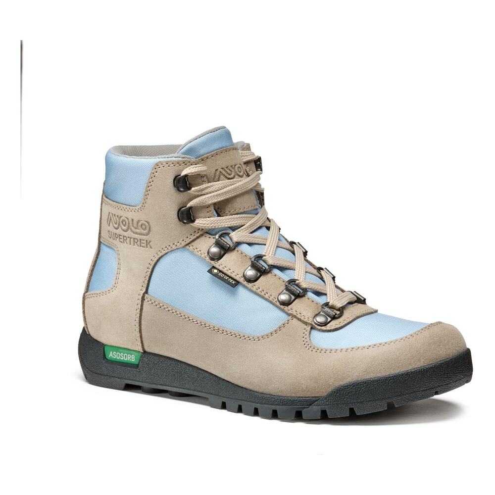 ASOLO SUPERTREK GTX HIKING BOOTS - WOMEN'S EARTH BEIGE/BLUE FOG 9.5